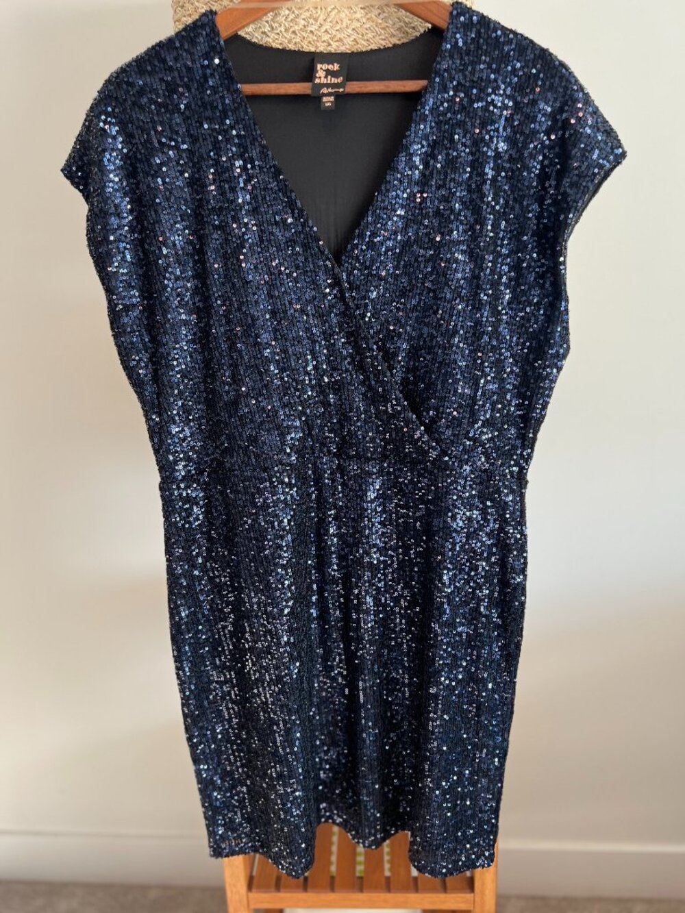 Rock & Shine navy sequin short-sleeve party dress